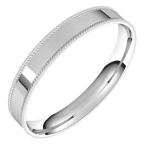 10K White 3 mm Milgrain Flat Comfort Fit Band Size 7.5