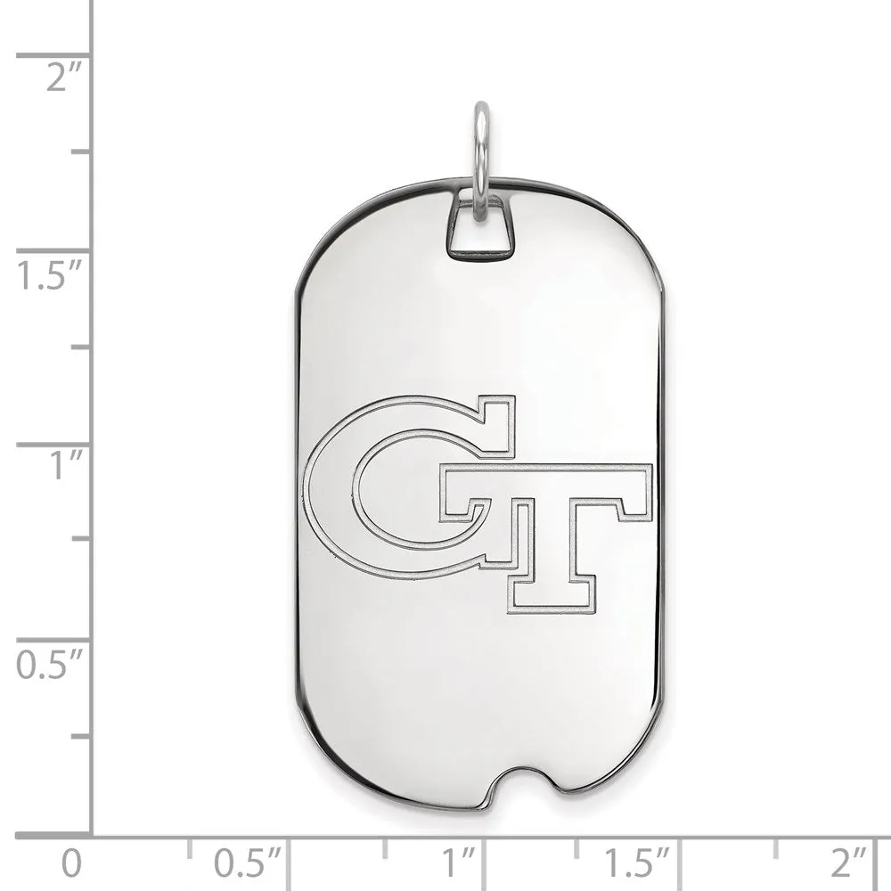 10K White Gold Georgia Institute of Technology Large Dog Tag