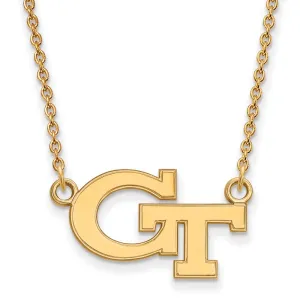 10K Yellow Gold Georgia Institute of Technology Small Pendant wilth Necklace