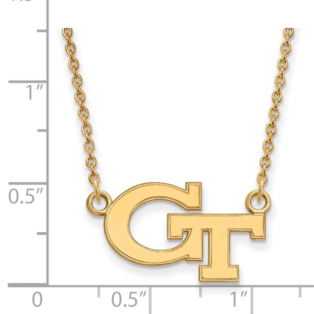 10K Yellow Gold Georgia Institute of Technology Small Pendant wilth Necklace