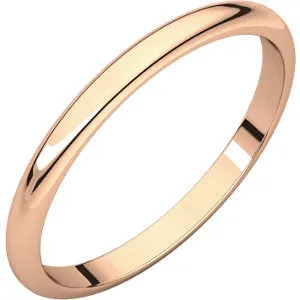 14K Rose 2 mm Half Round Band Size 9.5