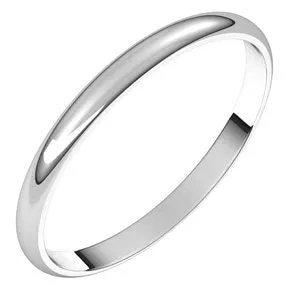 14K White 2 mm Half Round Ultra-Light Band Size 6