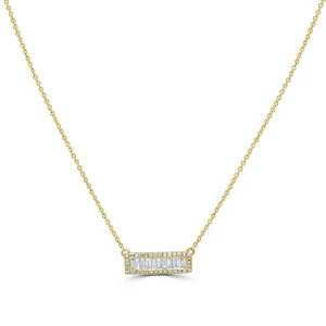 14K Yellow Gold Diamond Bar Necklace