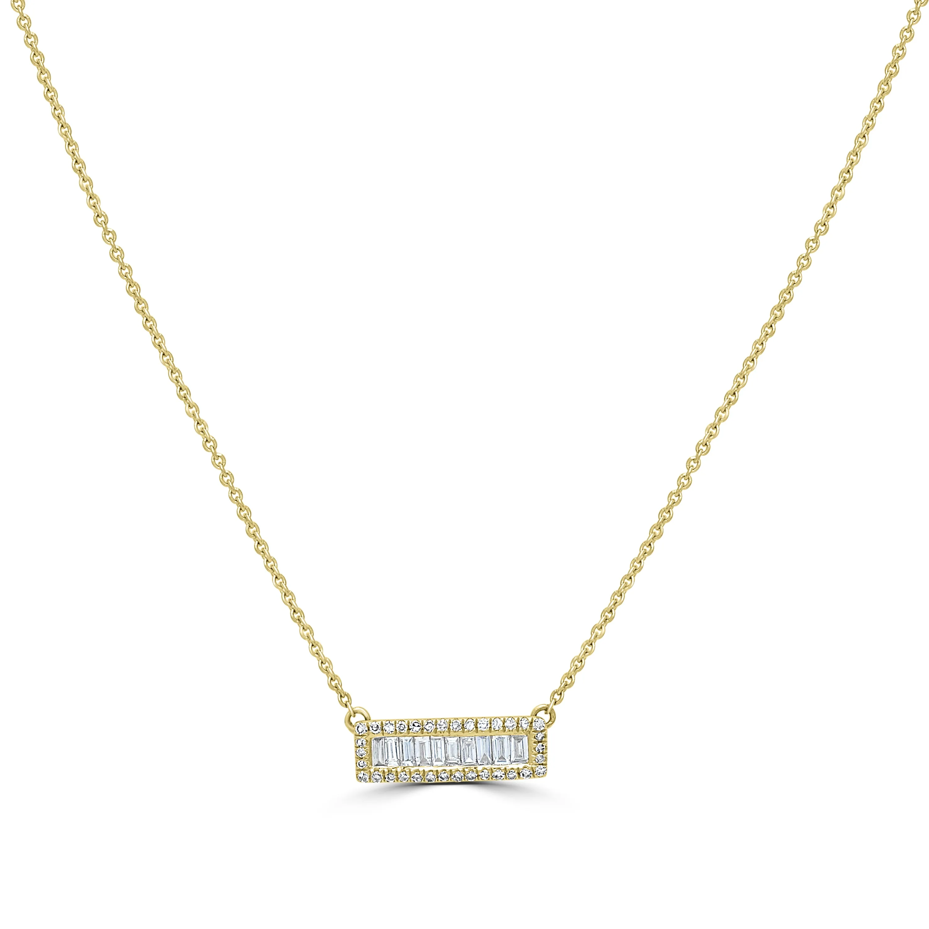 14K Yellow Gold Diamond Bar Necklace
