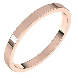 18K Rose 2 mm Flat Band Size 7.5