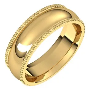 18K Yellow 6 mm Beaded Comfort-Fit Band Size 9