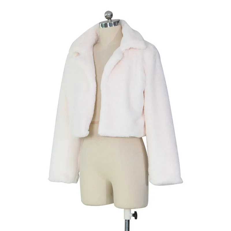 30 Pieces) Lapel Neck Solid Color Plush Coat