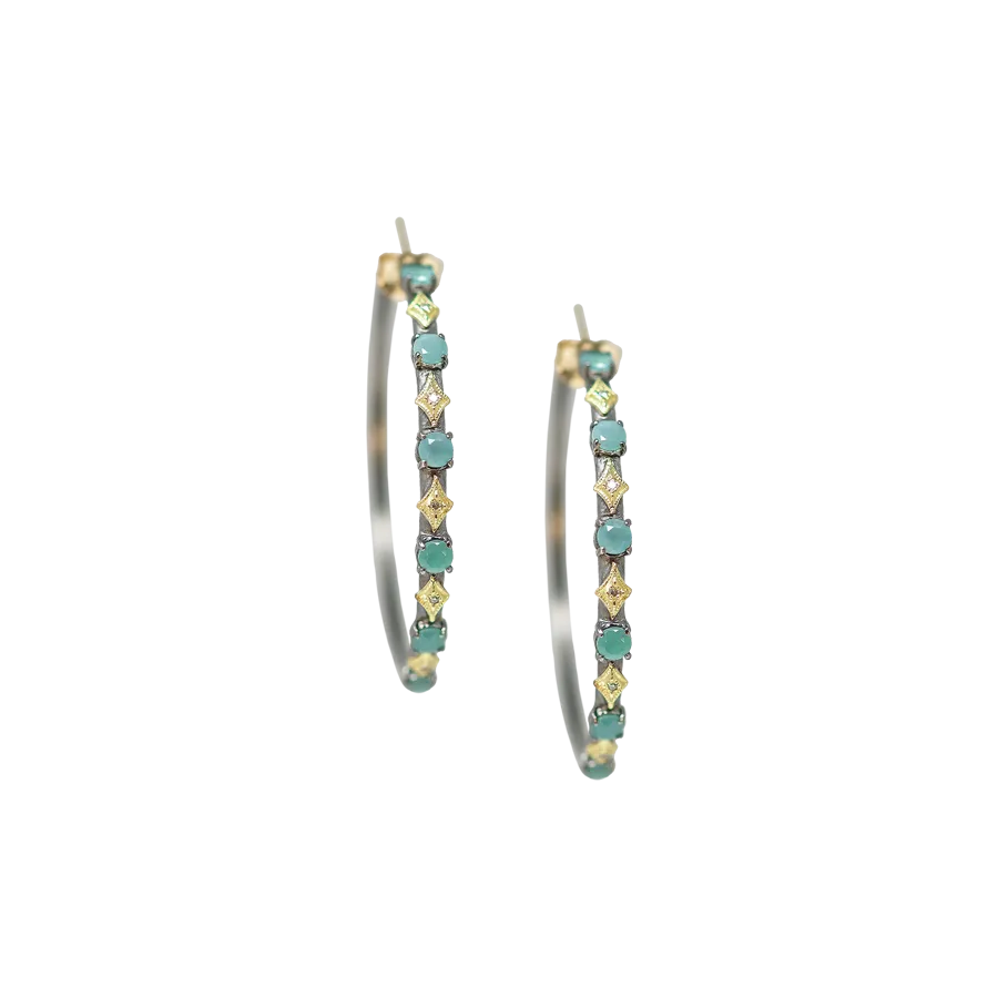 35 MM CRIVELLI AND GRANDIDIERITE HOOP EARRINGS