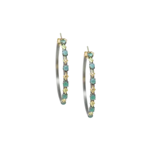 35 MM CRIVELLI AND GRANDIDIERITE HOOP EARRINGS