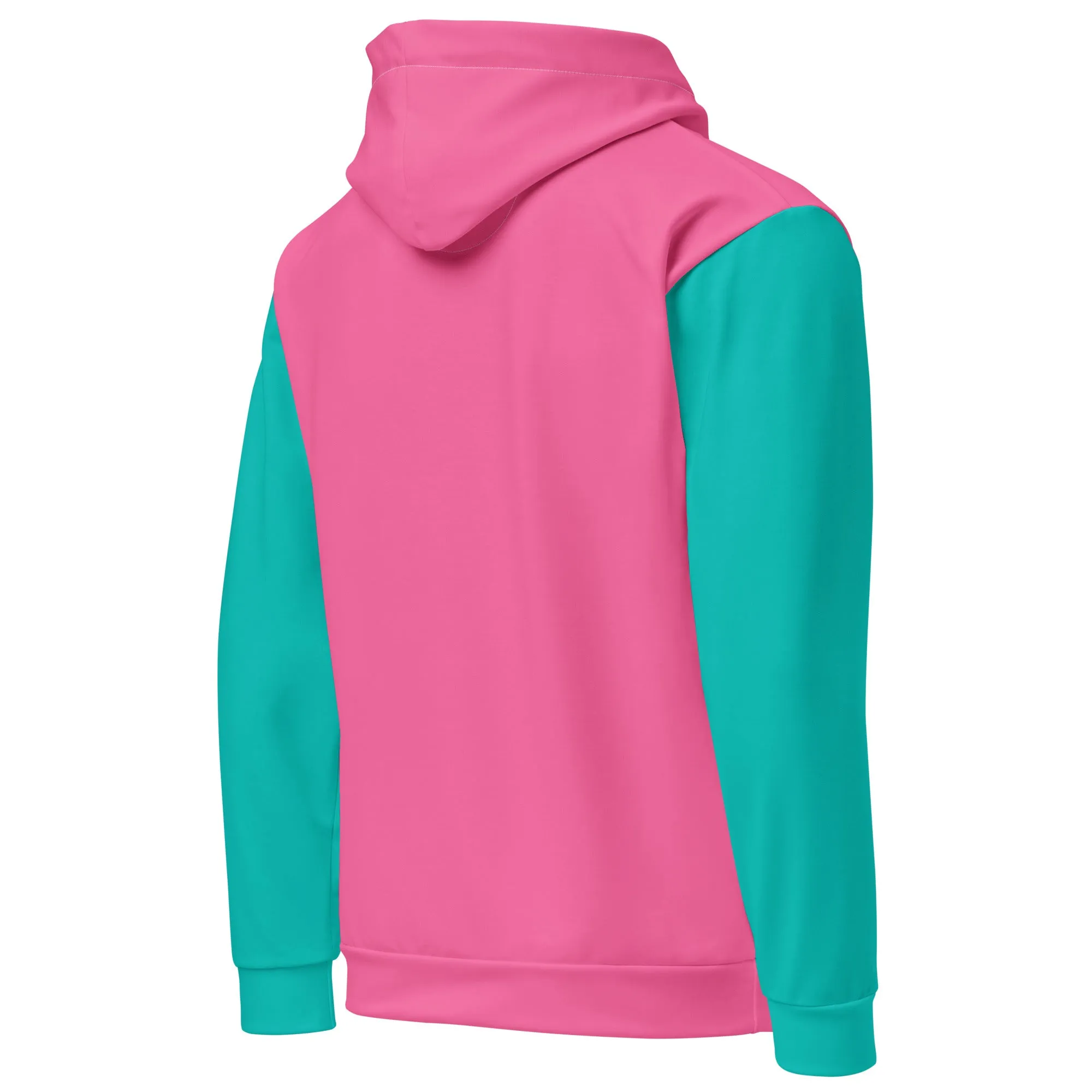 90s Colorblock Pink Turquoise Eco Hoodie