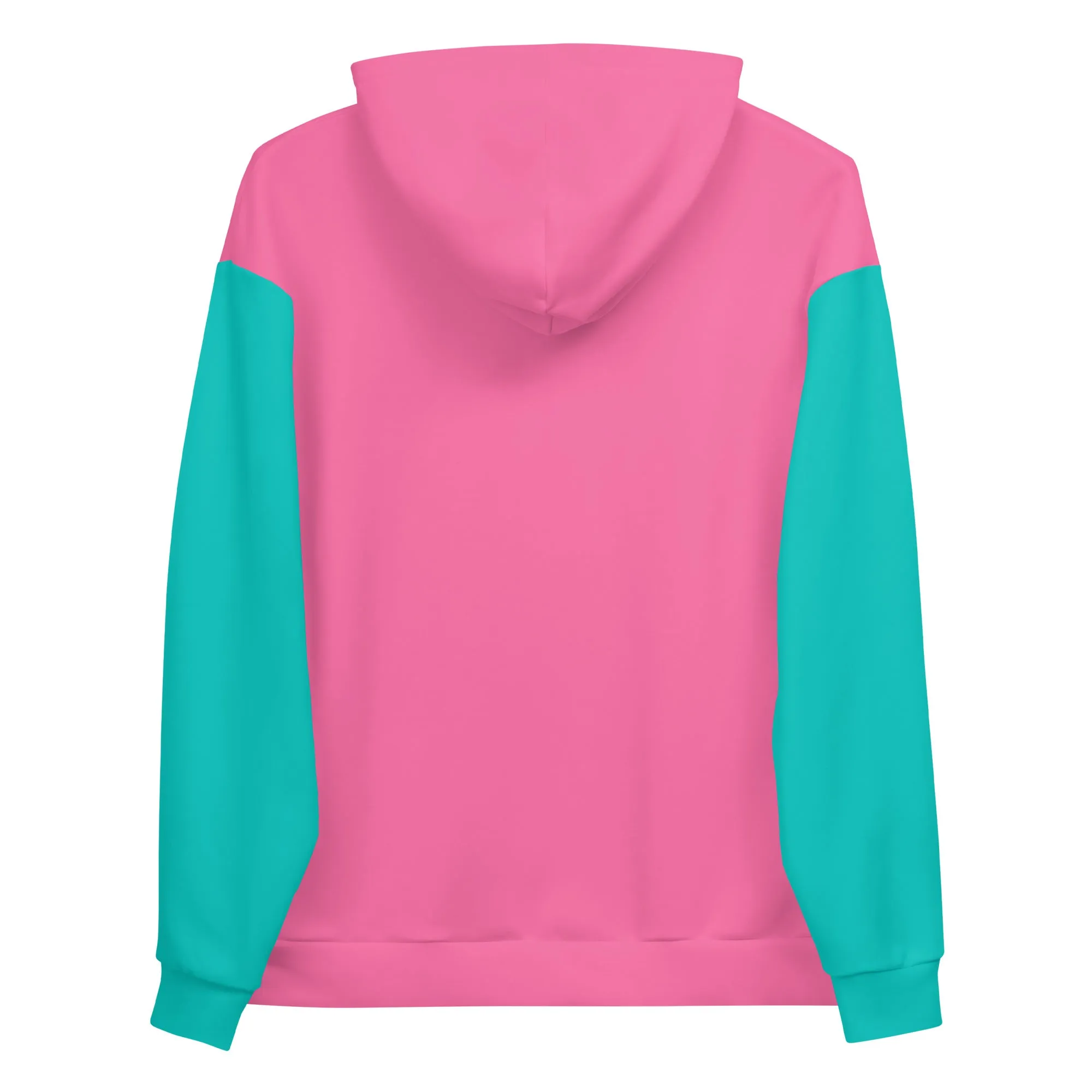 90s Colorblock Pink Turquoise Eco Hoodie