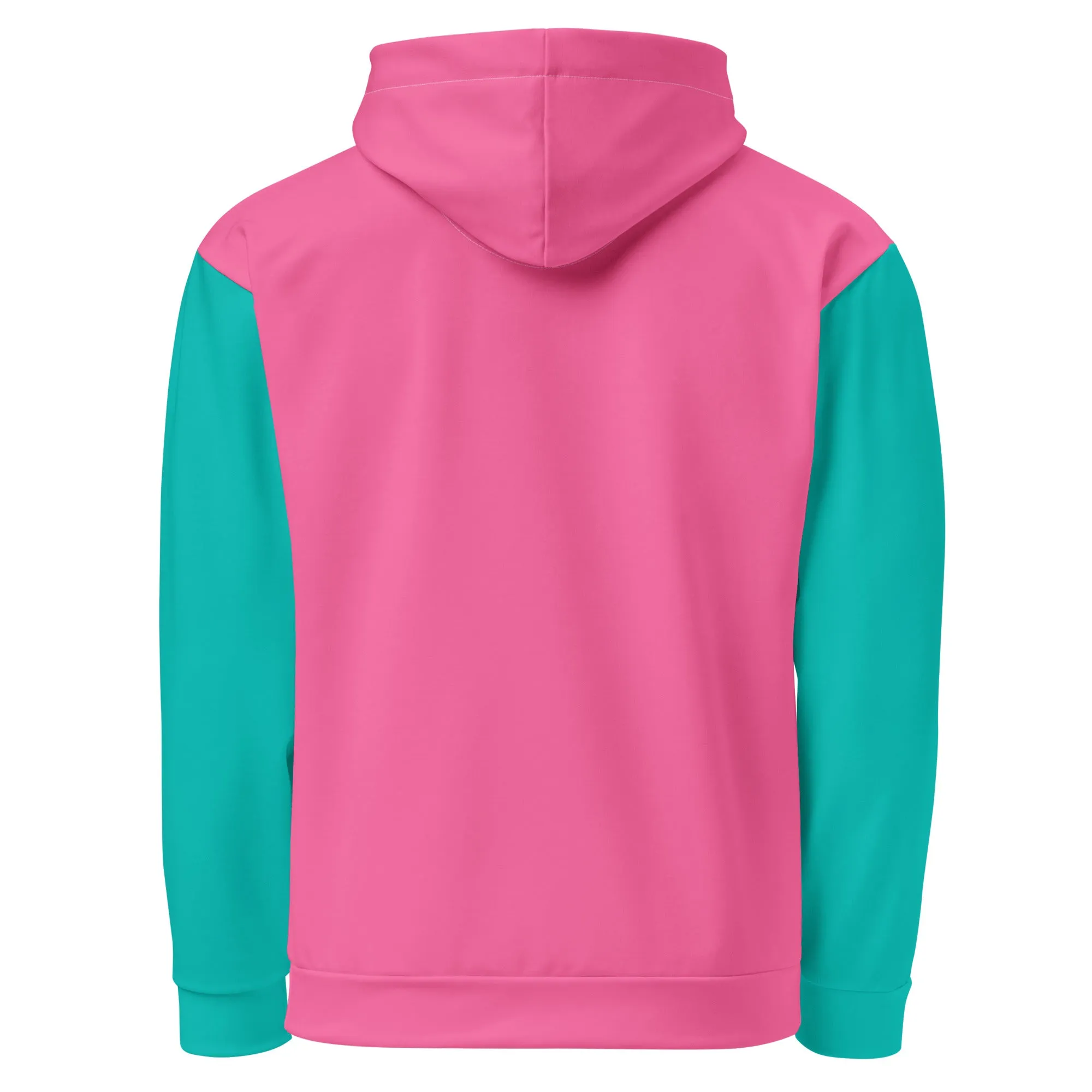 90s Colorblock Pink Turquoise Eco Hoodie