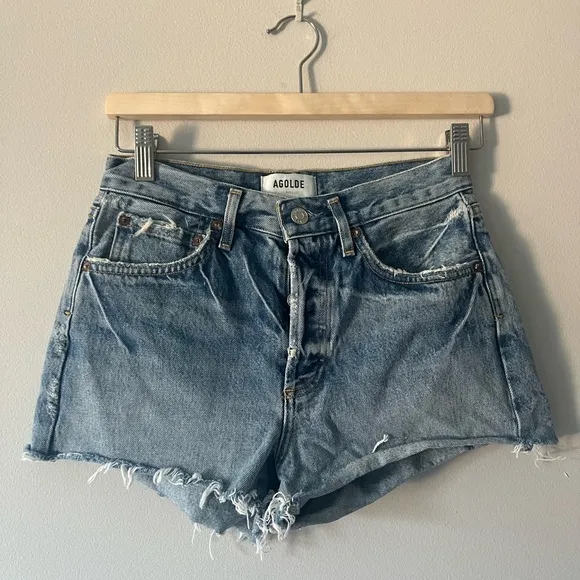 AGOLDE Parker Cut-Off Denim Shorts Medium Wash Size 23