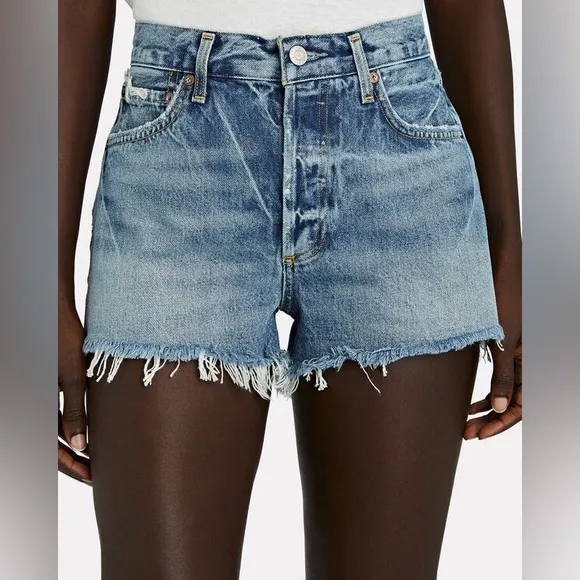 AGOLDE Parker Cut-Off Denim Shorts Medium Wash Size 23