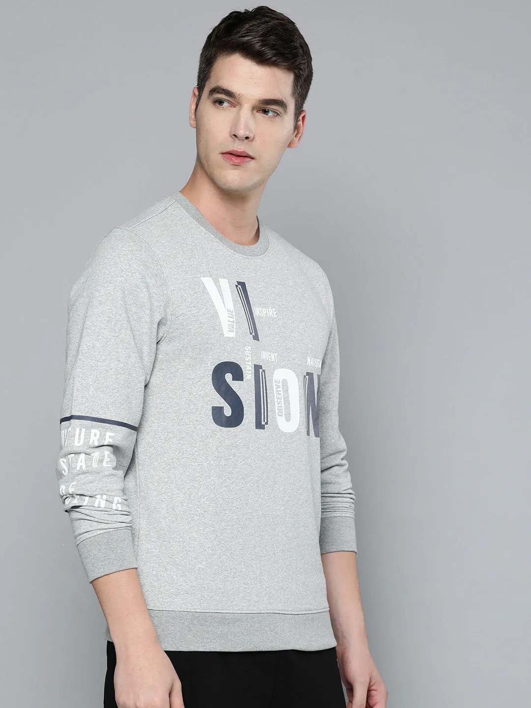 Alcis Men Grey Printed Sweatshirt