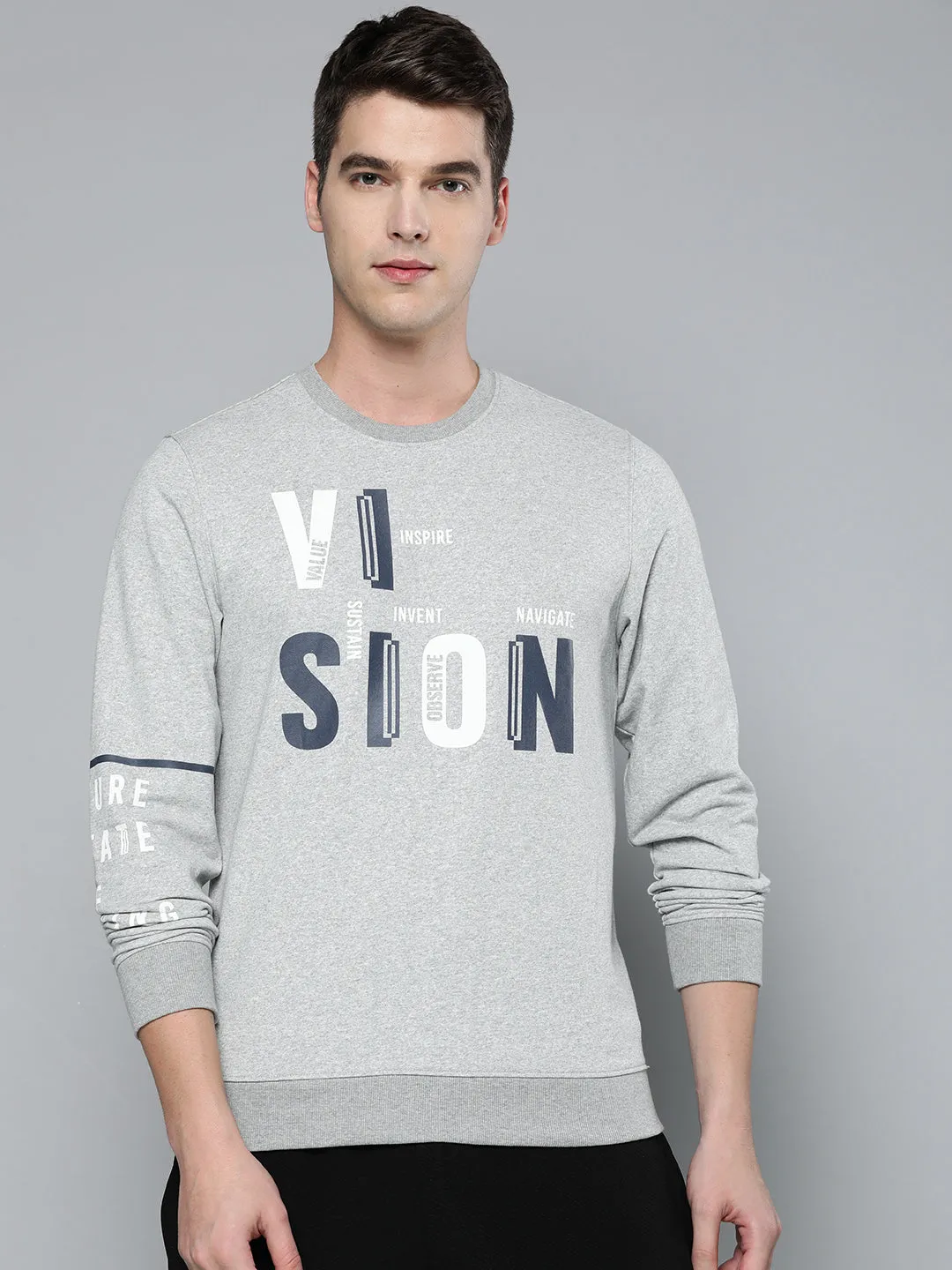 Alcis Men Grey Printed Sweatshirt