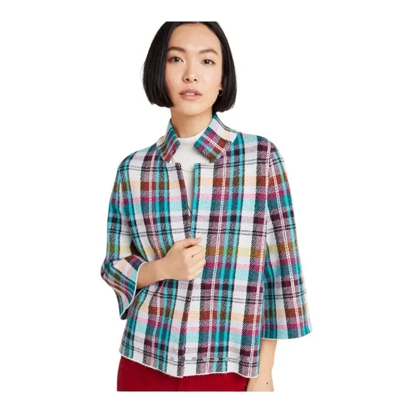 ANTHROPOLOGIE | Rosetta Cropped Plaid Jacket in Rosetta Plaid, Size Large