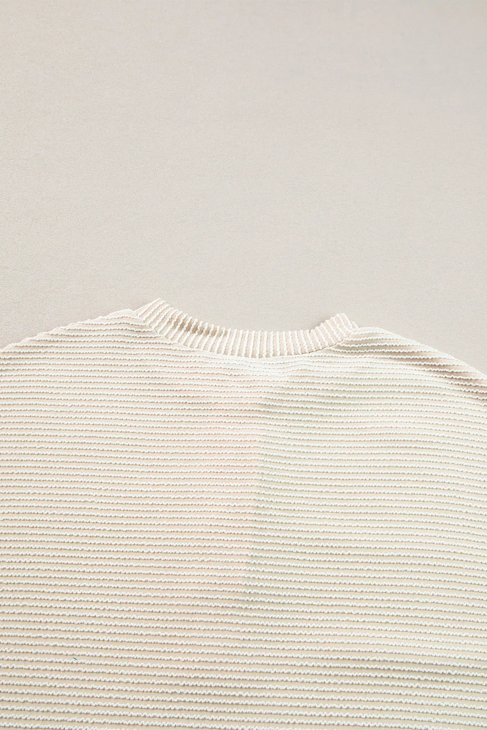 Apricot Corded Texture Lantern Sleeve Buttons Henley Sweatshirt
