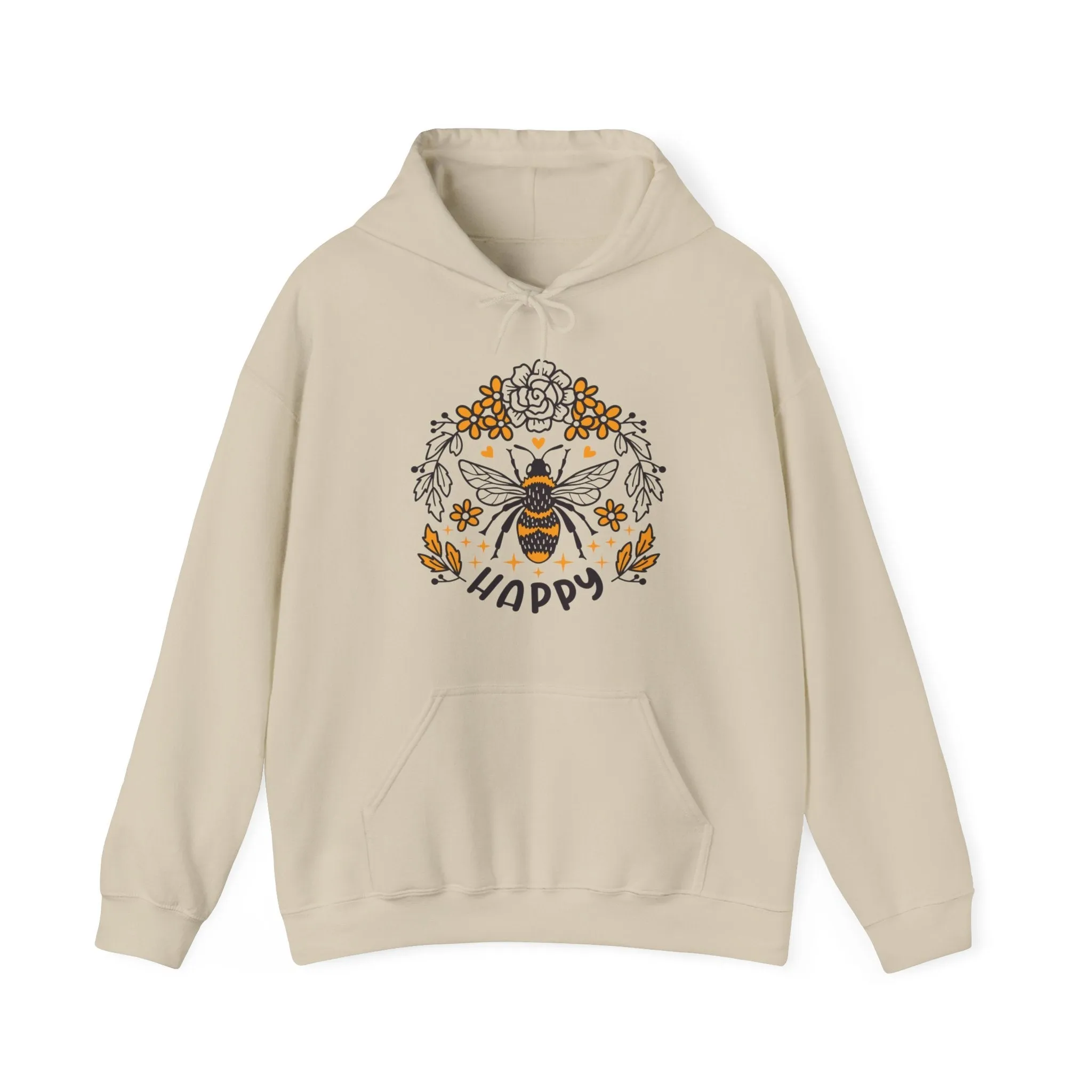 Bee Happy, Heavy Blend™ Hooded Sweatshirt