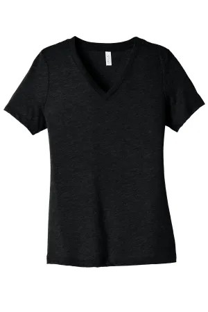 BELLA CANVAS Women's Relaxed Heather CVC V-Neck Tee BC6405CVC Solid Black Blend