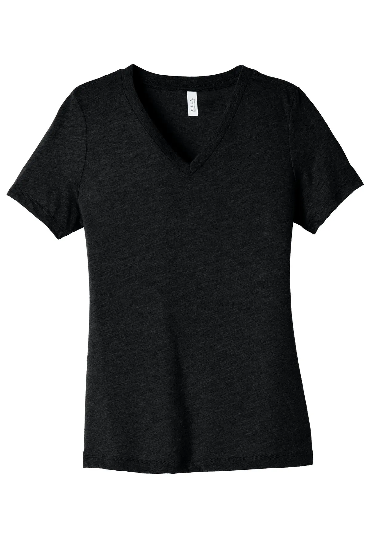 BELLA CANVAS Women's Relaxed Heather CVC V-Neck Tee BC6405CVC Solid Black Blend