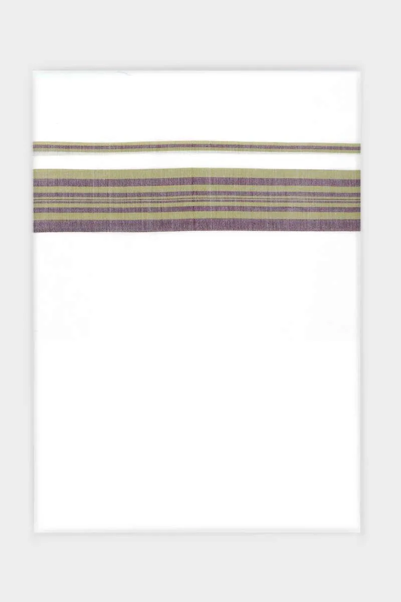 Bhargav Arima - Green Violet Smooth Cotton Double Layered Dhoti With Fancy Borders | Uathayam