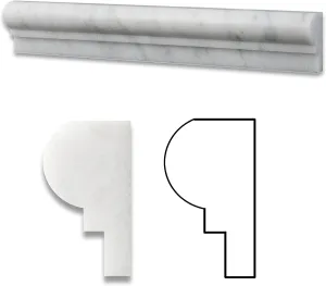 Bianco Venatino Marble 2 X 12 Polished OG-1 Chair Rail Trim - Lot of 50 pcs.