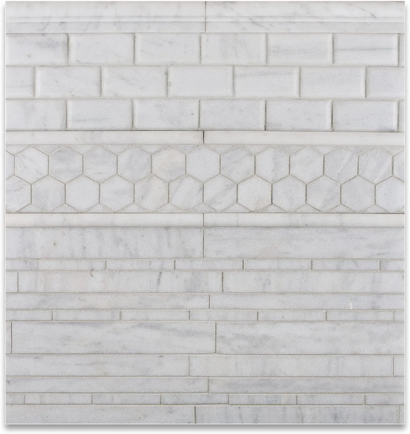 Bianco Venatino Marble 2 X 12 Polished OG-1 Chair Rail Trim - Lot of 50 pcs.