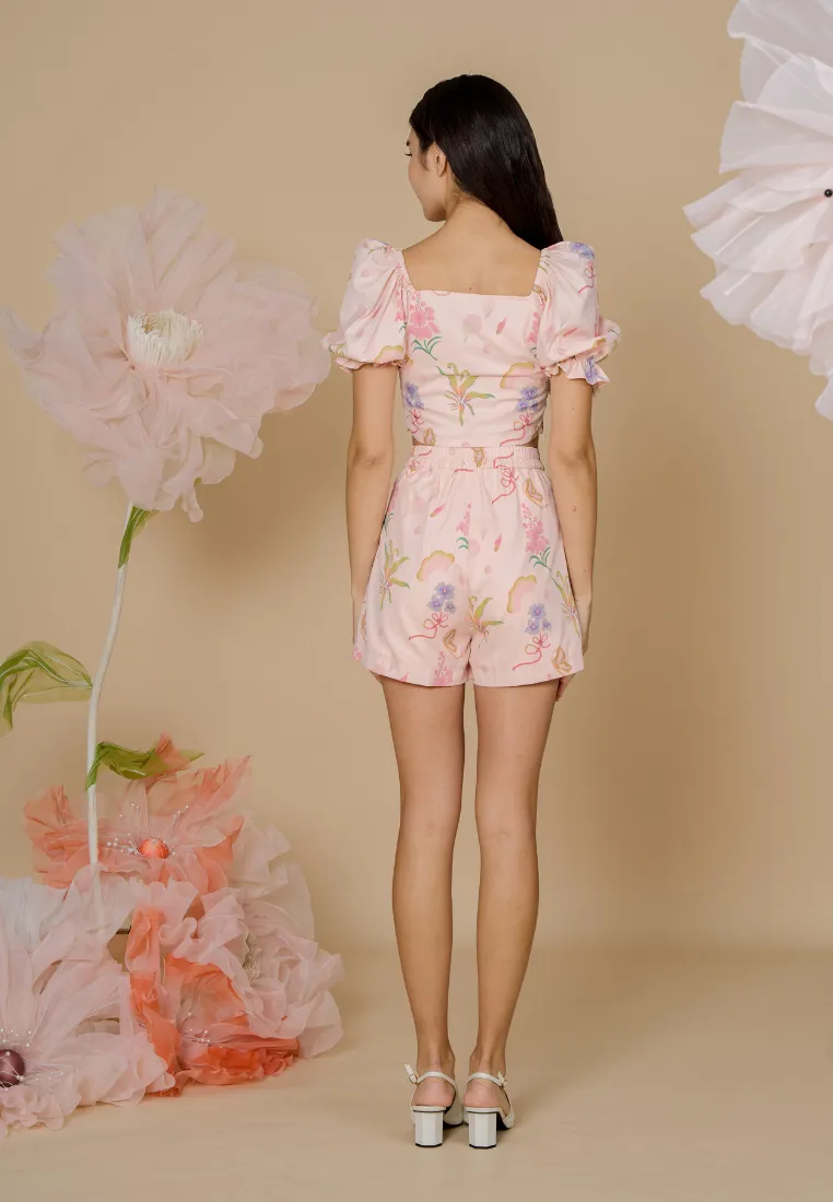 Bloom Tailored Floral Shorts(Pink)