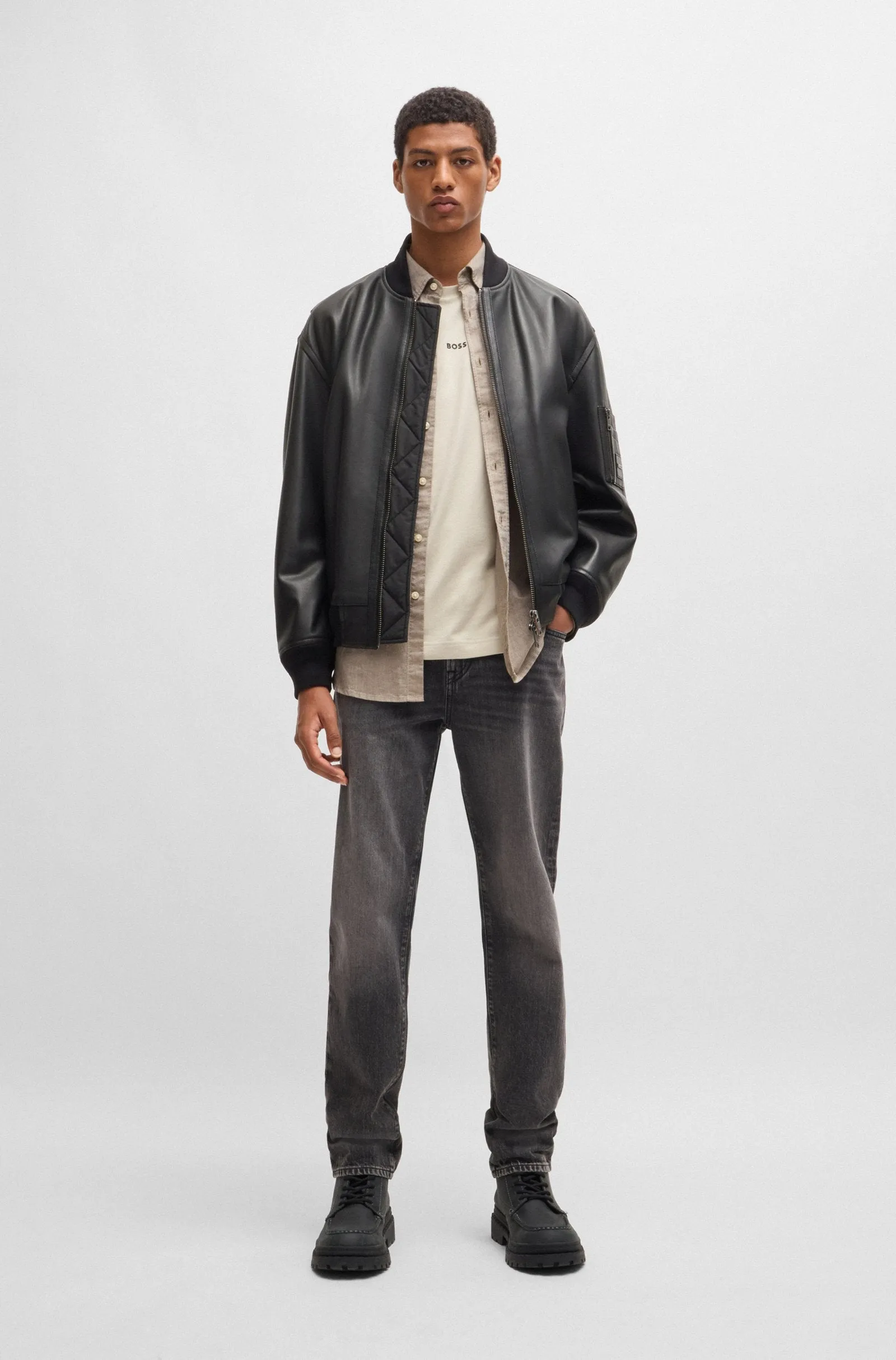 BOSS Casual Jackets Relaxed Fit in Leather - JUGE 10263675 01-50522223