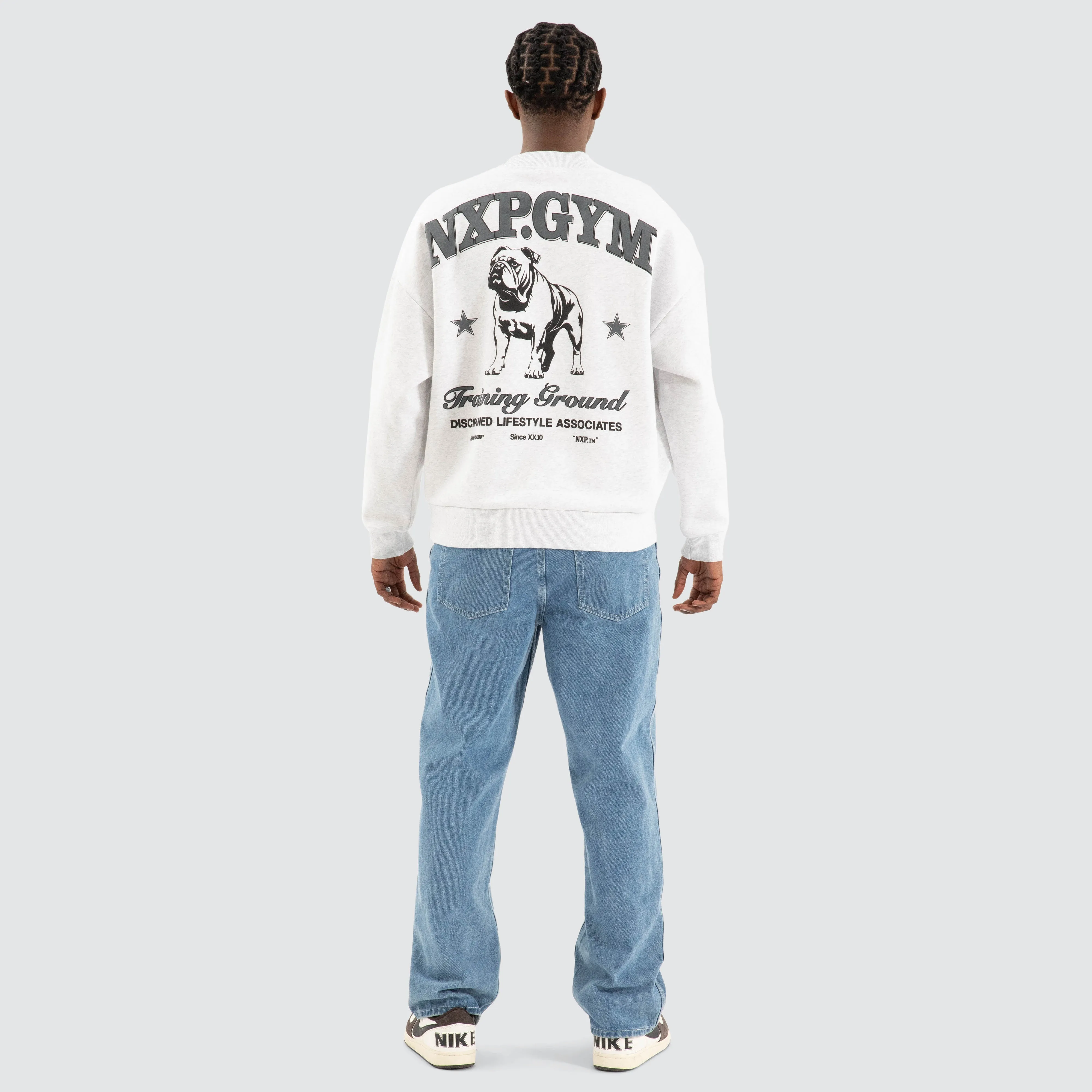 Brawler Box Fit Sweater Snow Marle Grey