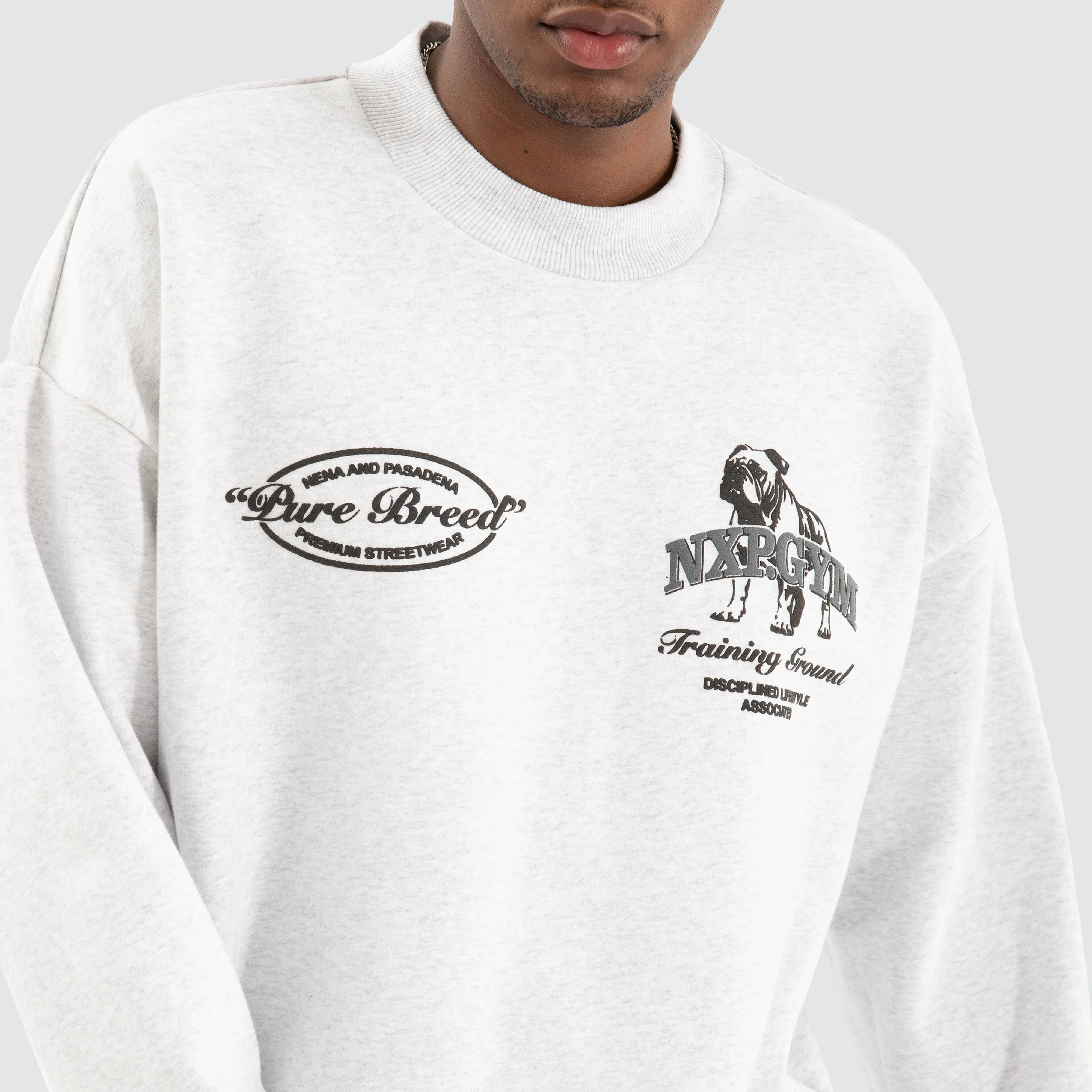 Brawler Box Fit Sweater Snow Marle Grey
