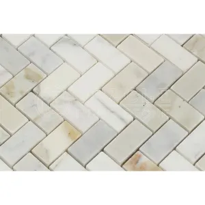 Calacatta Gold (Italian Calcutta) Marble 1 X 2 Herringbone Mosaic Tile, Polished