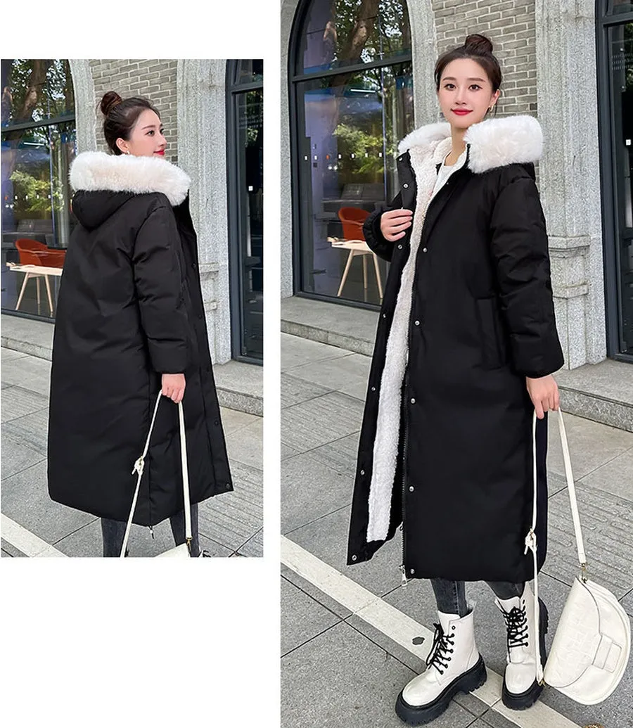 Calf-Length Insulated Parka for Women with Relaxed Fit and Windproof Features