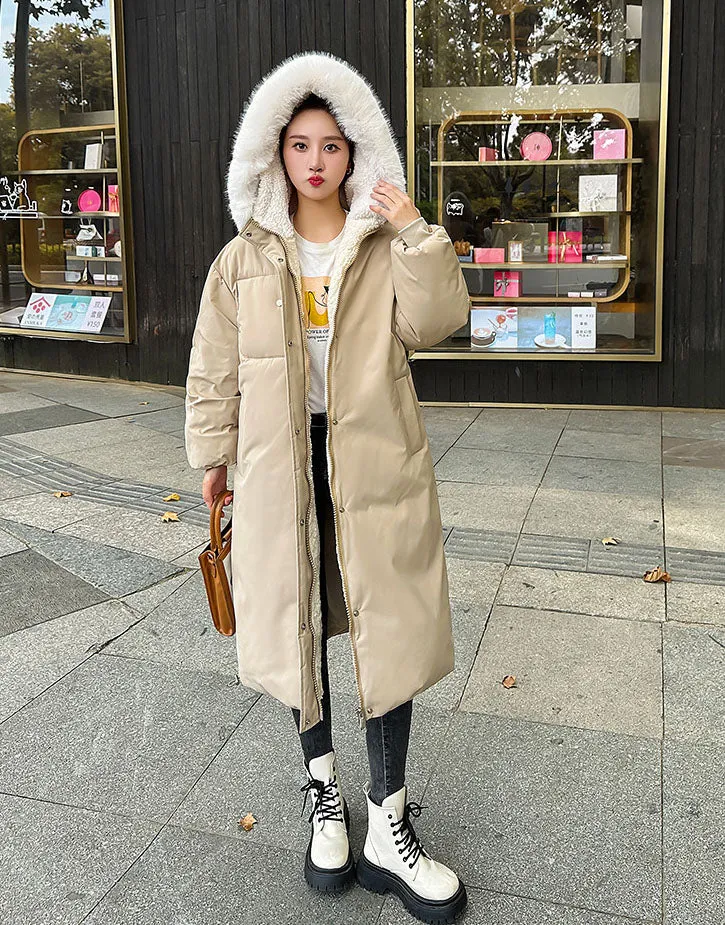 Calf-Length Insulated Parka for Women with Relaxed Fit and Windproof Features