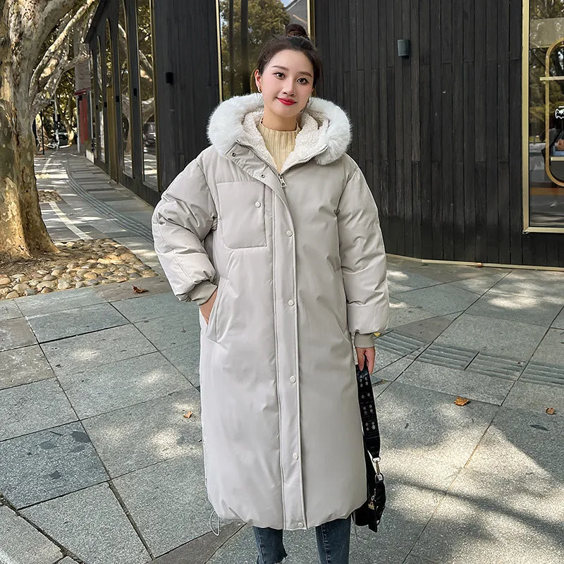 Calf-Length Insulated Parka for Women with Relaxed Fit and Windproof Features