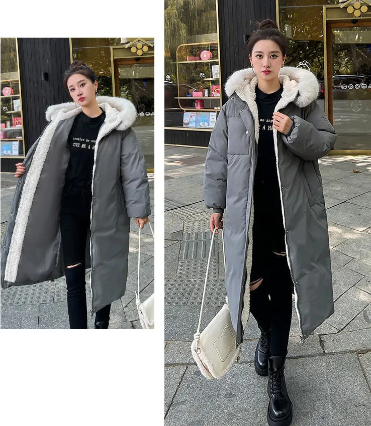 Calf-Length Insulated Parka for Women with Relaxed Fit and Windproof Features