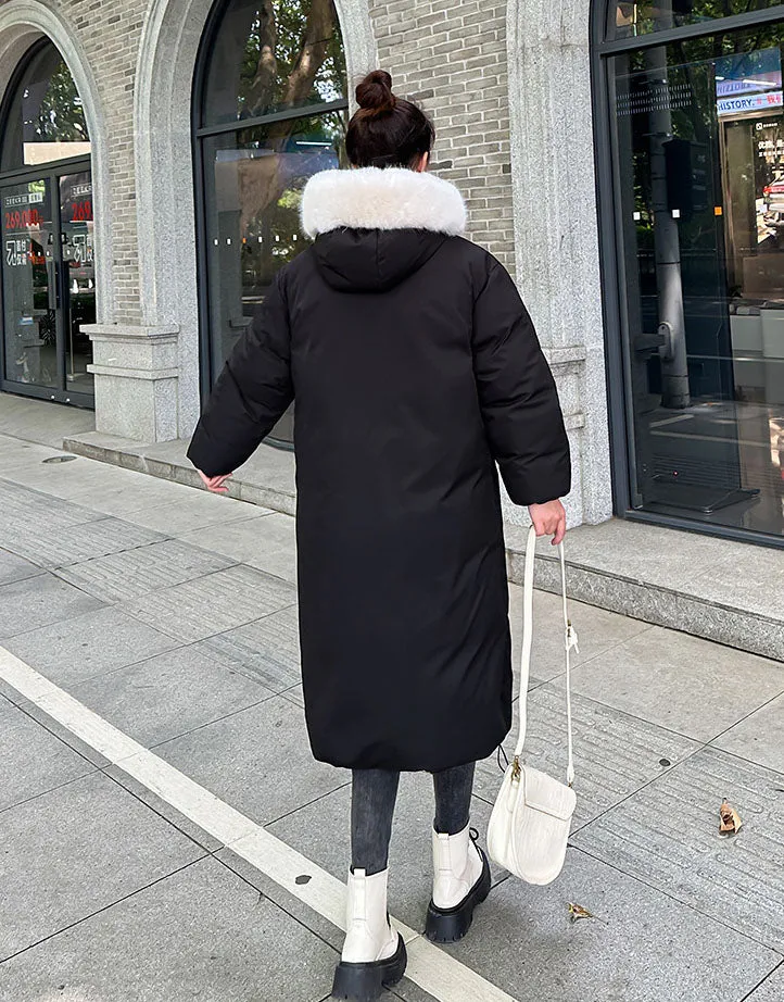 Calf-Length Insulated Parka for Women with Relaxed Fit and Windproof Features