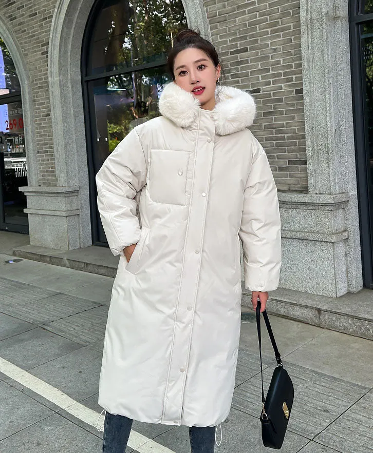 Calf-Length Insulated Parka for Women with Relaxed Fit and Windproof Features