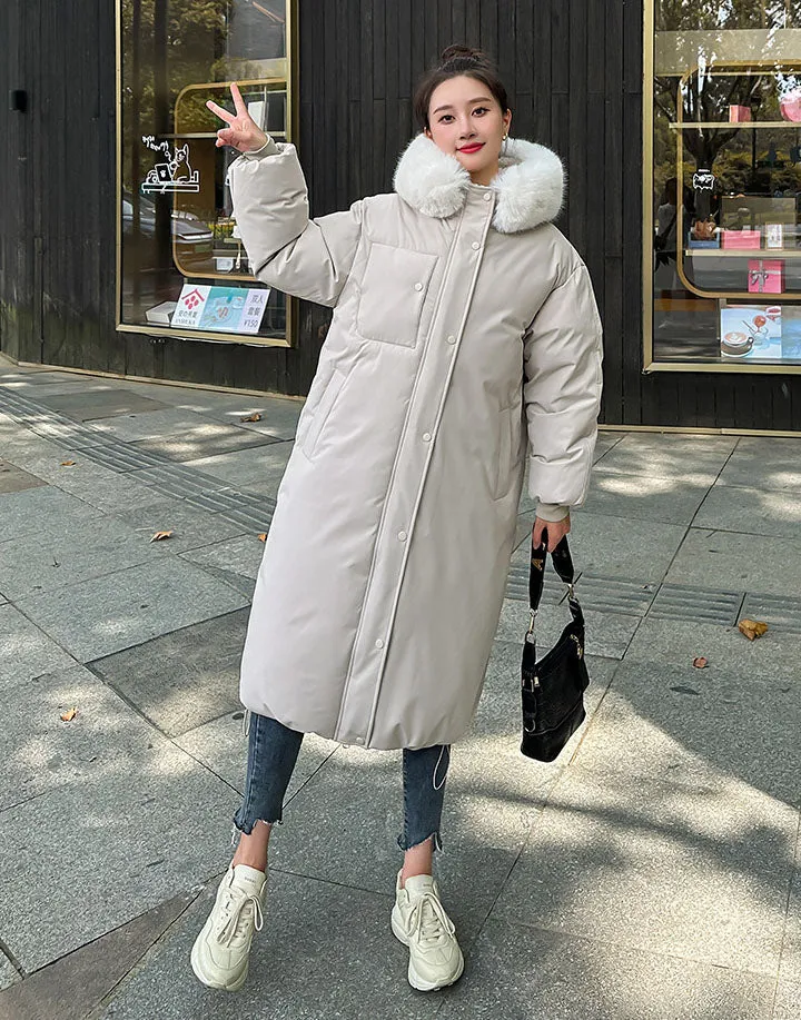 Calf-Length Insulated Parka for Women with Relaxed Fit and Windproof Features
