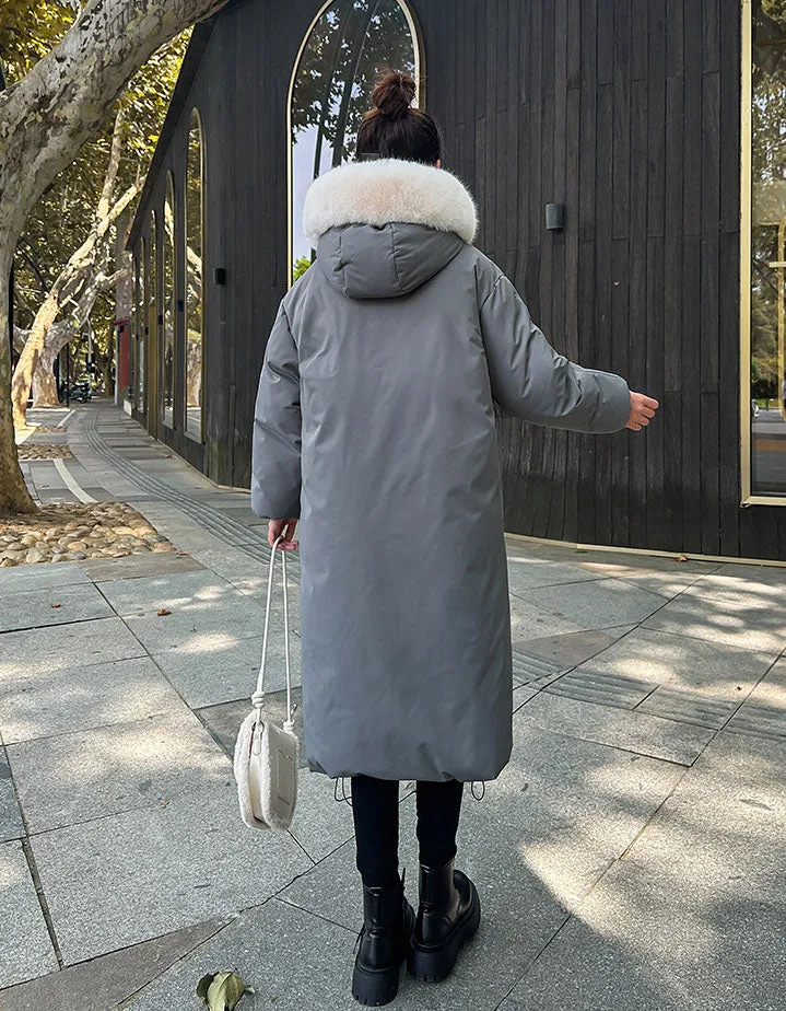 Calf-Length Insulated Parka for Women with Relaxed Fit and Windproof Features