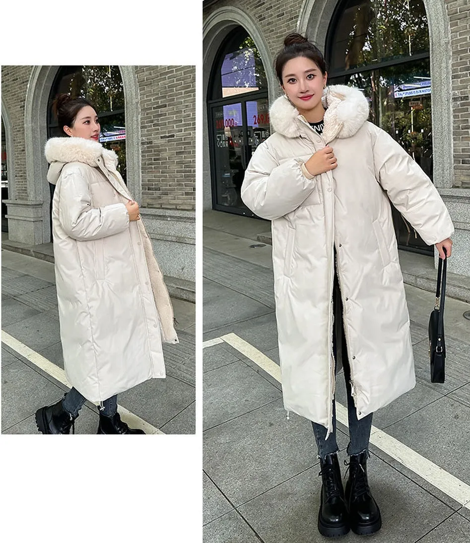 Calf-Length Insulated Parka for Women with Relaxed Fit and Windproof Features