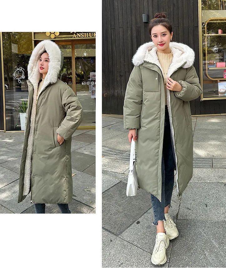 Calf-Length Insulated Parka for Women with Relaxed Fit and Windproof Features