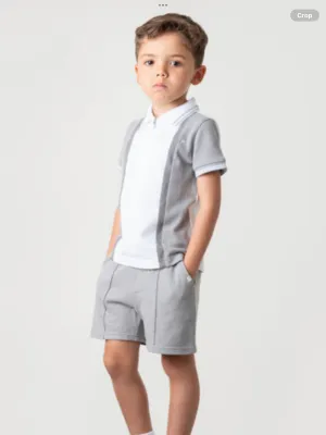 CARAMELO 344381 GREY CONTRAST ZIP POLO SHORT SET 012586