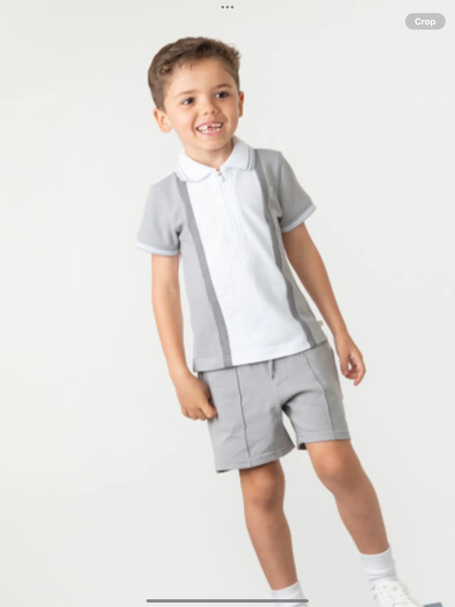 CARAMELO 344381 GREY CONTRAST ZIP POLO SHORT SET 012586