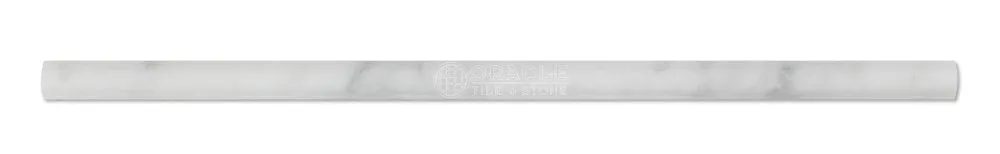 Carrara White Italian (Bianco Carrara) Marble 1/2 X 12 Pencil Liner Trim Molding (1, Polished)