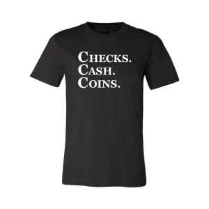 CHECKS. CASH. COINS.