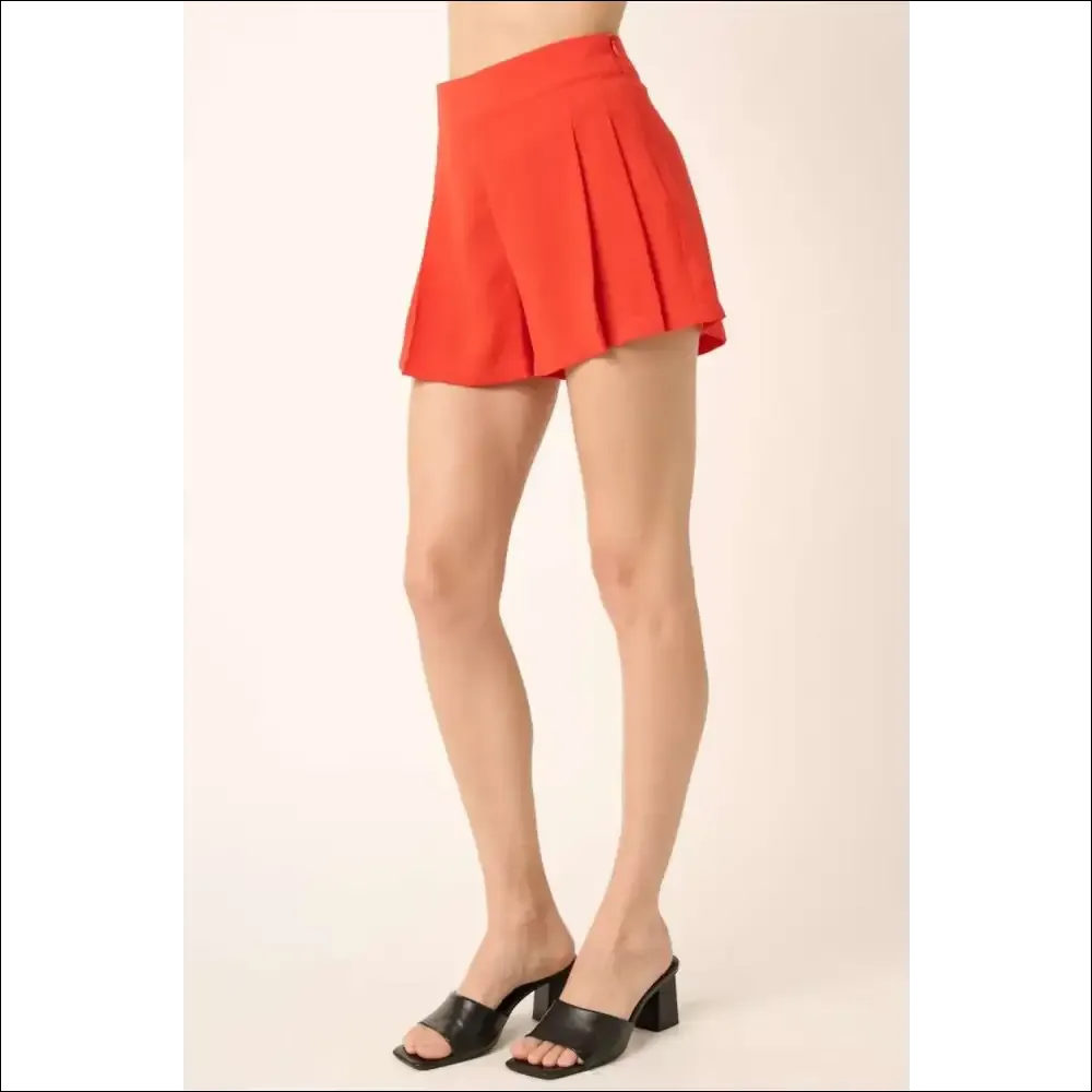 Chic Pleated Shorts with Side Zipper
