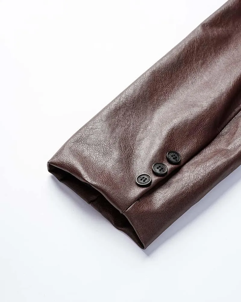 City Valley PU Leather Blazer