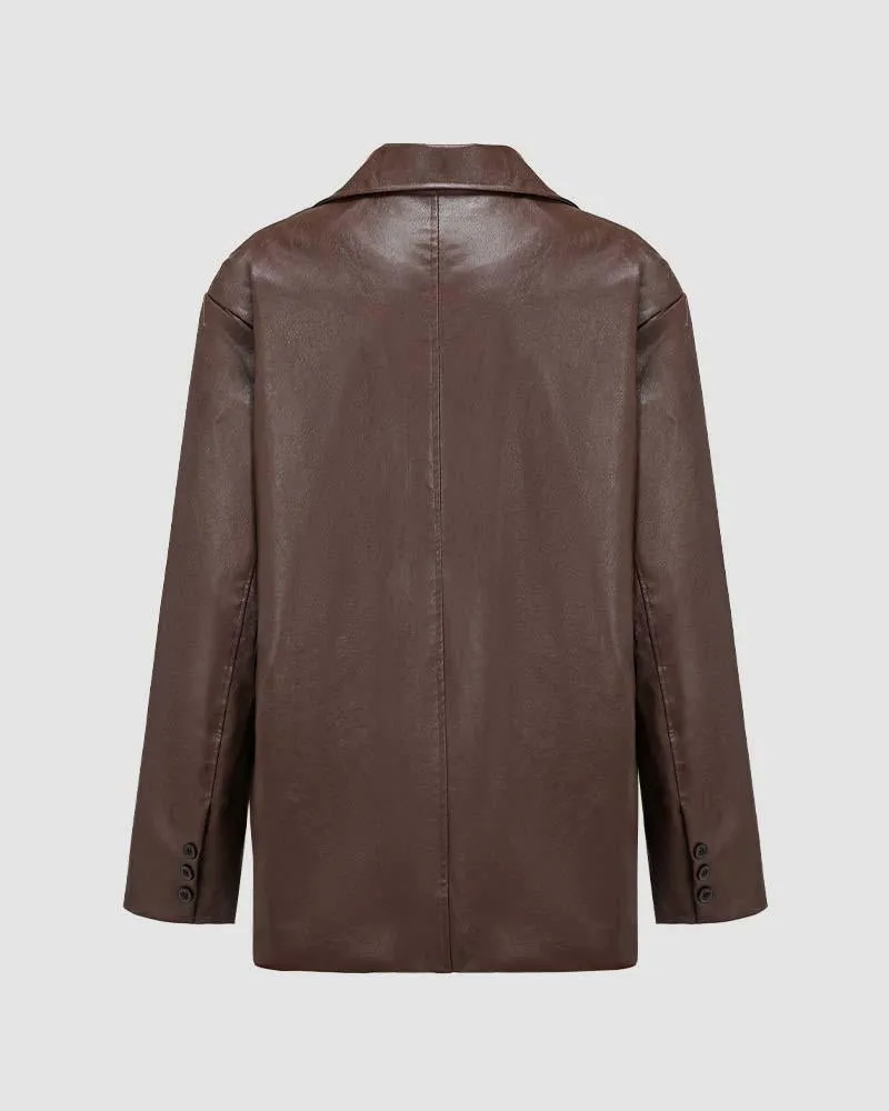 City Valley PU Leather Blazer